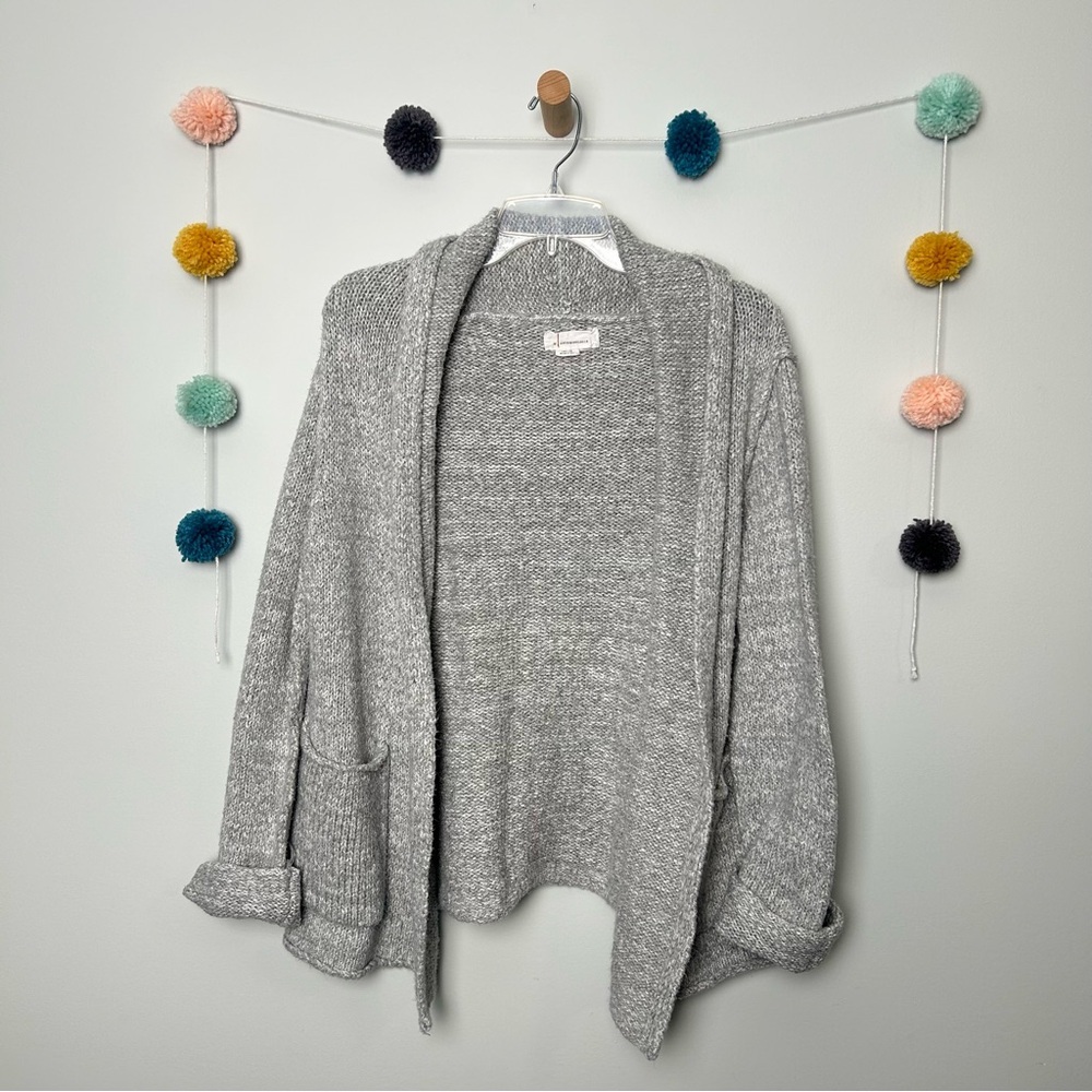 Anthropologie Gray Knit Oversized Cardigan
